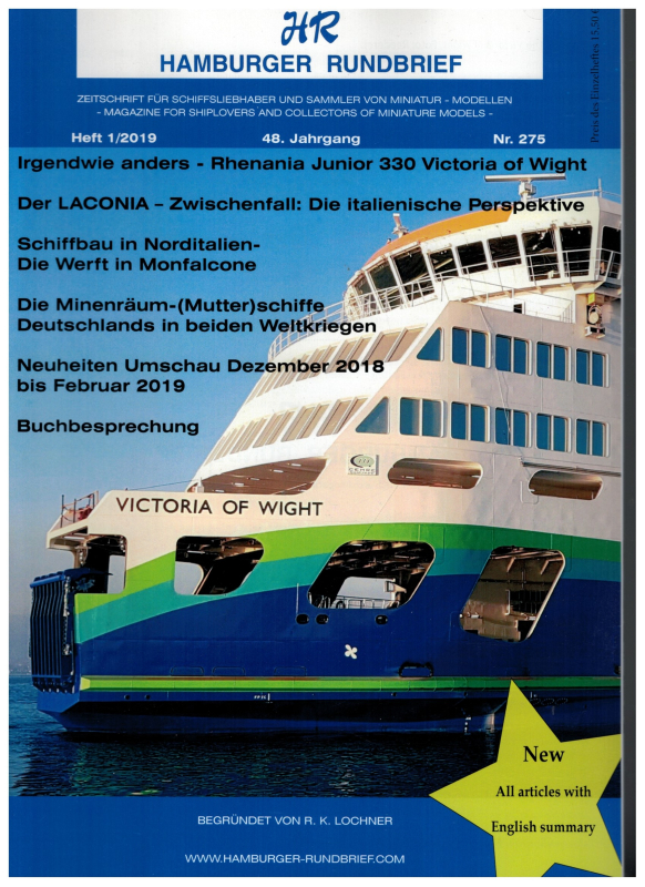 Nr. 275 Heft 1-2019 48. Jahrgang; Hamburger Rundbrief (1 St.)